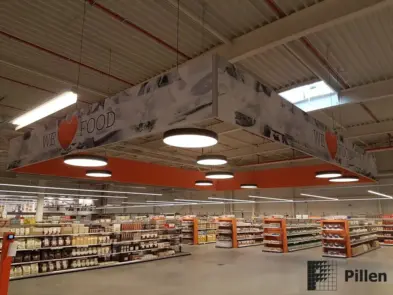 Pillen Checkouts Plafondelementen 18 Lichtgewicht plug & play plafondelementen voor supermarkt