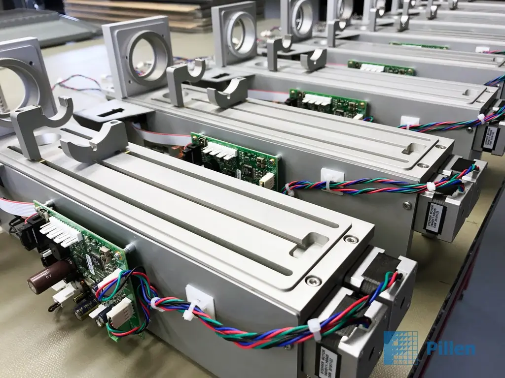 Analyse units bestaande uit fijnmechanische verspanende en plaatwerk onderdelen die zorgvuldig worden samengesteld met toevoeging van toegeleverde elektrische klant specifieke componenten.